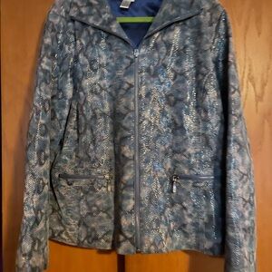 Chico's Blue and Gray Bomber Jacket